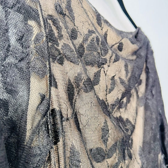 Oscar de la Renta Black Floral Lace Ruched Midi Sheath Dress 8 - Picture 4 of 9